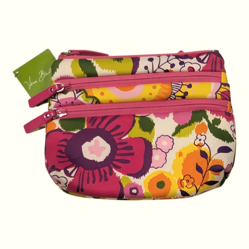 NWT Vera Bradley Pink Floral Makeup Toiletry Bag Organizer 8x6 - Picture 1 of 5
